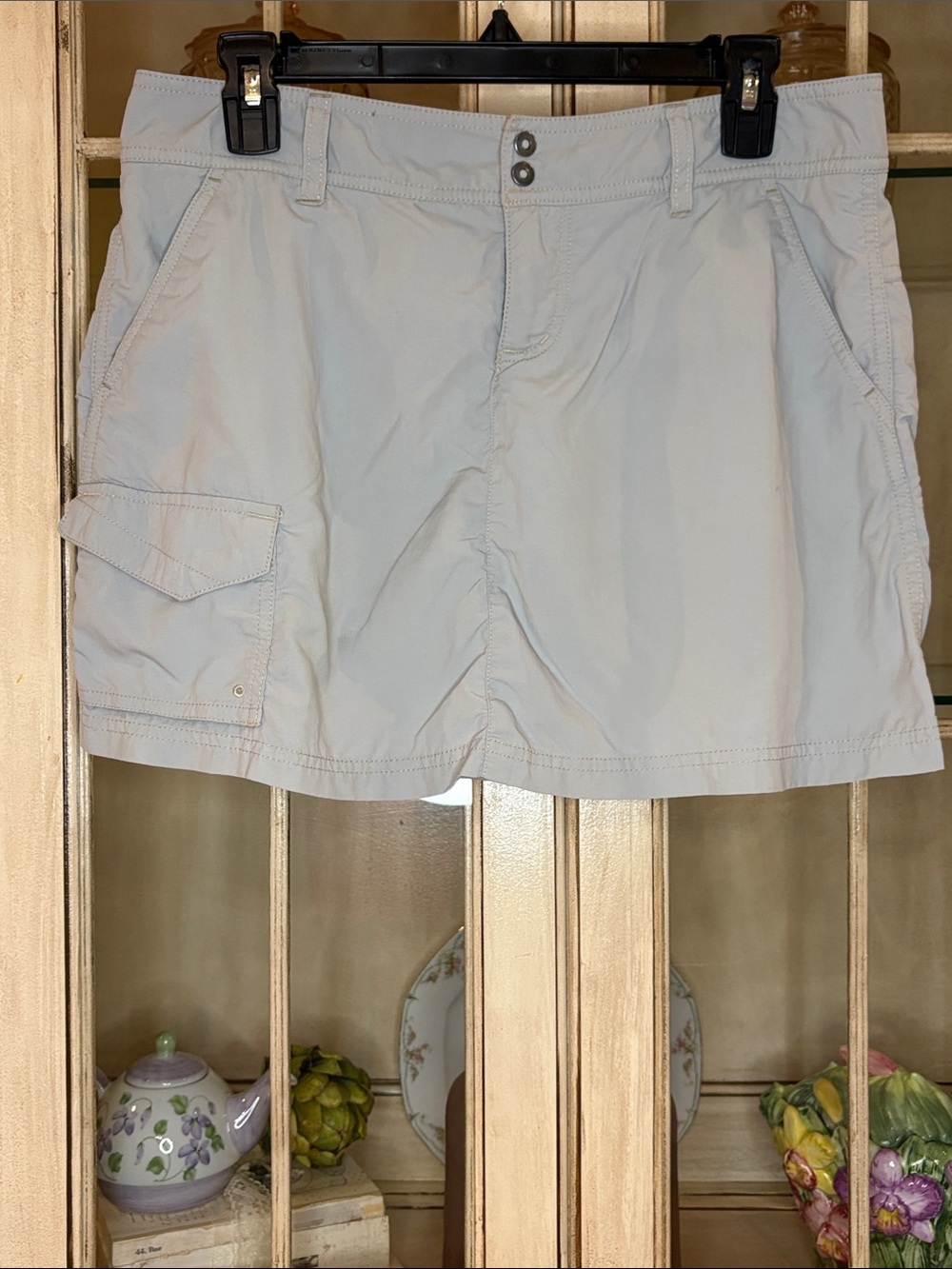 Columbia Cargo Skort in Light Grey Ripstop Fabric
